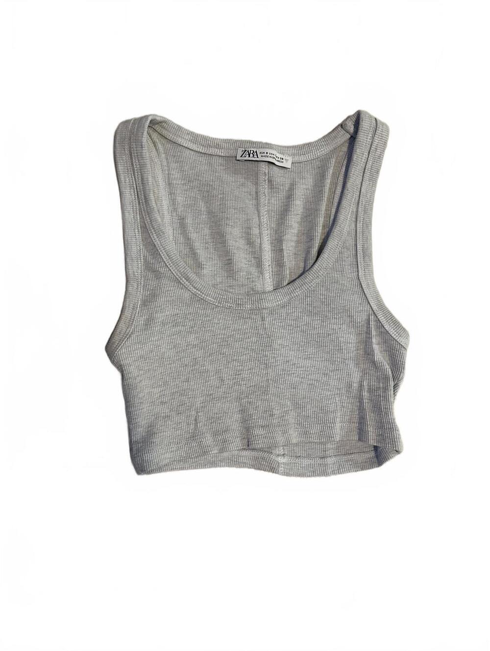 Zara light gray ribbed tank crop top